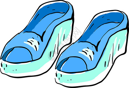 t字鞋素材白色背景上的蓝色凉鞋插画矢量皮革海滩鞋类卡通片魅力字拖店铺配饰购物拖鞋设计图片