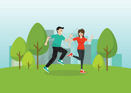 人在公园男人和女人在公共场合跑步有氧运动民众训练成人女性景观网络运动男人赛跑者设计图片