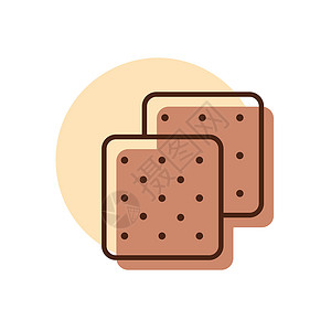 巧克力奶油面包饼干矢量图标 快餐标志小吃插图面包糕点甜点奶油烹饪蛋糕巧克力咖啡店设计图片