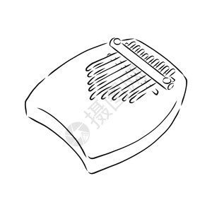 马林巴琴在白色矢量卡通图标插图上隔离的重击钢琴或卡林巴琴或拇指钢琴 素描它制作图案圆圈旋律盒子草图卡通片工具音乐木头韵律绘画设计图片