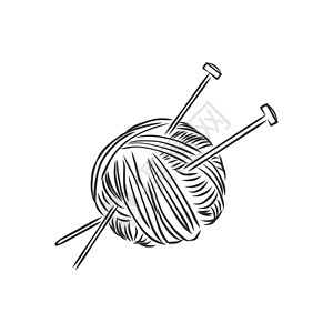 马海毛针织纱球 矢量图素描纤维插图草图旋转艺术工具麝香裁缝绘画骆驼设计图片