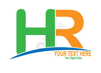 字母标志字母 H 和 R  标志设计和品牌 de 的颜色平面样式设计图片