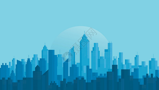现代城市天际线背景矢量图 Eps1街道公寓蓝色公司房子地标白色横幅景观天空背景图片