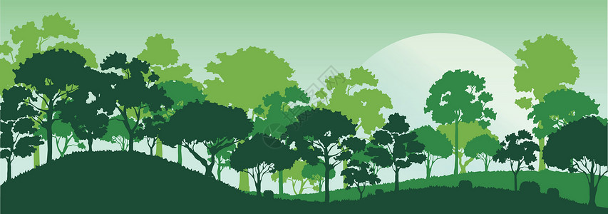 松树谷森林树木剪影自然景观背景矢量图 EPS1荒野植物旅行阴影山脉天空地平线野生动物场景丘陵设计图片