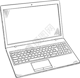 可移植性笔记本电脑的插图-素描风格涂鸦设计图片