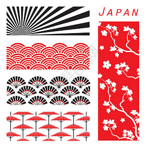 日本樱花林日本模式和日本无缝壁纸背景 vecto设计图片