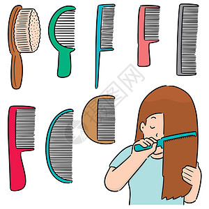 手绘毛刷笔筒一套 com梳子草图塑料头发插图手绘涂鸦沙龙发型师理发设计图片