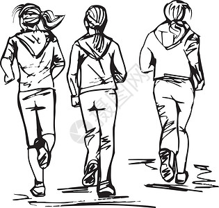 屈腿训练群赛跑者素描慢跑者草图女性绘画竞赛女士速度活动运动赛跑者设计图片