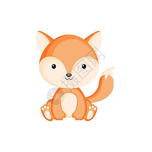失落小狐狸表情可爱有趣的坐在白色背景上孤立的小狐狸 伍尔设计图片