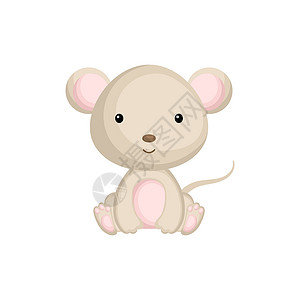 可爱的小老鼠在白色背景隔绝的逗人喜爱的滑稽坐的小老鼠 阿多设计图片