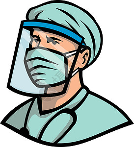 穿手术服思考的外科医生形象医科专业穿面罩脸部设计图片