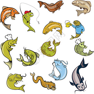 海鲜组合红鲑鱼(Mascot)设计图片