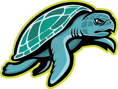 水生动物Ridley 海龟马斯科特设计图片