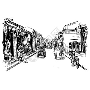 会安古城越南老城海安的绘画设计图片