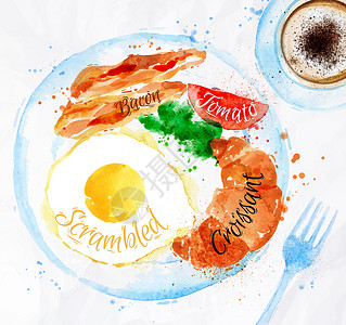 培根早餐早餐水彩培根蛋设计图片