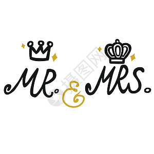 阔太太带有王冠图标矢量说明的夫妇设计图片