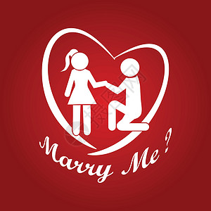 做我女朋友吧两个符号 嫁给我插图幸福女朋友红色女性庆典妻子新娘男人婚姻婚礼设计图片