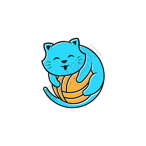 小猫标志可爱的猫小猫玩毛线球卡通吉祥物标志设计图片