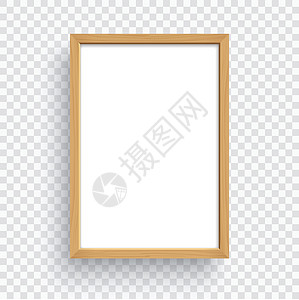 实木框架以透明背景隔绝的矩形木框设计图片