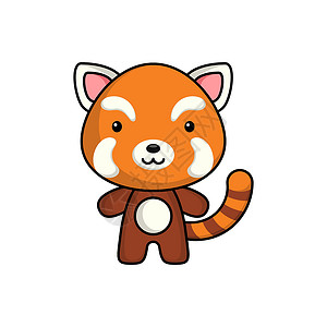 失落小狐狸表情白色背景上的可爱卡通红熊猫标志模板设计图片