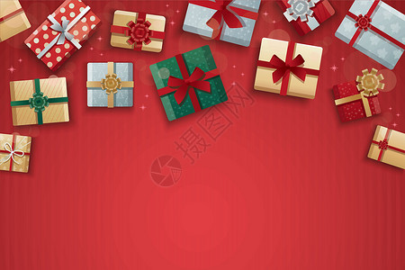 红盒子包装展示圣诞礼物盒 红背景矢量说明的红背景信箱婚礼假期丝带庆典念日购物插图作品展示装饰设计图片