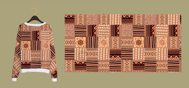 柬埔寨暹粒纺织品和织物的时尚印刷品 非洲风格的无缝模式 瓷砖的模仿 服装设计设计图片