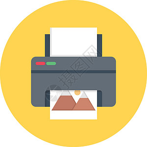打印机填色图标打印机电脑扫描技术电子插图摄影扫描器墨水打印商业设计图片
