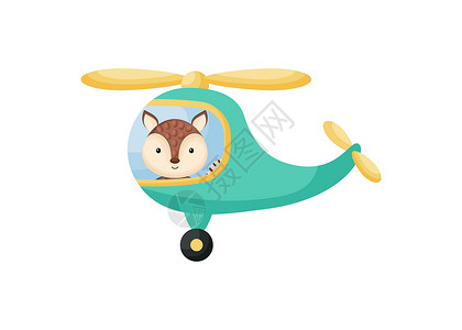机长飞行员形象翡翠直升机可爱的小犰狳飞行员 儿童读物专辑的卡通人物婴儿淋浴贺卡派对邀请屋内部 矢量股票图设计图片