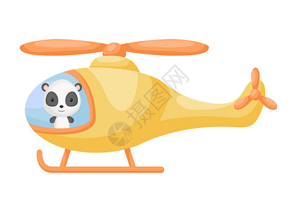 惊奇的小熊猫黄色直升机的逗人喜爱的小熊猫飞行员 儿童读物专辑的卡通人物婴儿淋浴贺卡派对邀请屋内部 矢量股票图设计图片
