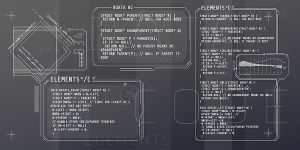 编程一张素材HUD与代码C部分的接口要素程序数字化技术建筑学网络脚本机器高科技图表界面设计图片