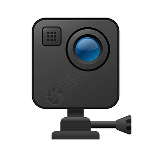 凸轮运动相机 ico技术视频黑色镜片相机摄影插图冒险照片白色设计图片
