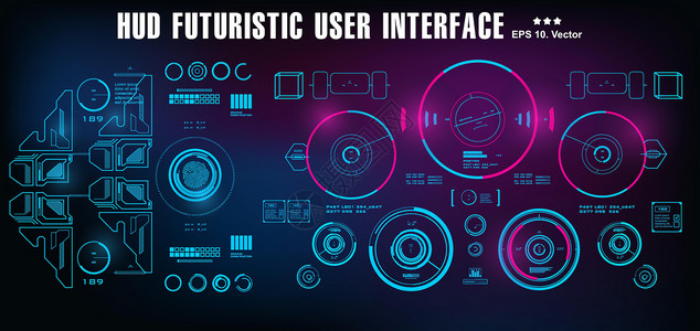 科幻未来派 hud 仪表板显示虚拟现实技术 scree蓝色设计展示柜台航海数据游戏圆圈控制测试背景图片
