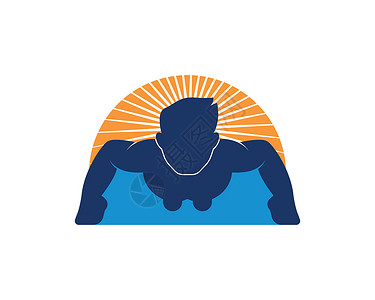 一起去游泳向上推图标标志矢量图设计男生肌肉插图举重身体卡通片活动身份爸爸运动设计图片