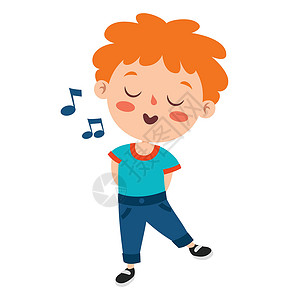 唱歌的孩子滑稽博的姿势和表情艺术家孩子音乐长笛键盘卡通片歌手孩子们幼儿园玩具设计图片