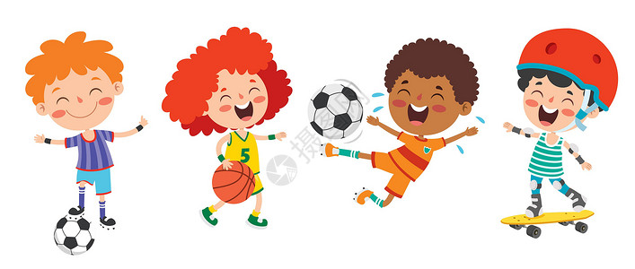足球矢量图快乐的孩子们做各种运动玩家锻炼活动竞技艺术孩子儿童呼啦圈女孩有氧运动设计图片