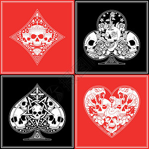 游戏钻石Skull 扑克模式矢量设计设计图片