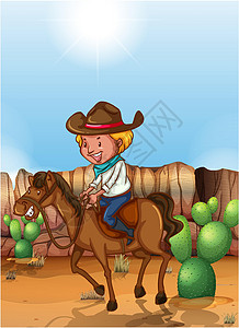 我长大了素材牛仔骑术成人动物植物小马悬崖沙漠场景卡通片运输设计图片