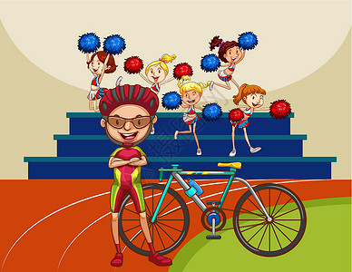 骑自行车的人和自行车在 field设计图片