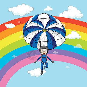 彩虹下荷塘在彩虹背景下跳伞的人设计图片