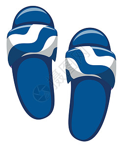 t字鞋素材一双蓝色凉鞋插图配饰衣服夹子剪裁鞋类小路绘画字拖沙滩设计图片