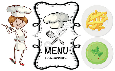 食品厨师厨师和男人的不同菜设计图片