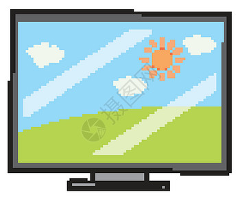 绿油油田地图片屏幕上有花园田地的电视设计图片