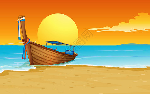 长尾巴山雀在海滩上乘船带子情调异国海景天空海洋阳光尾巴太阳天堂设计图片
