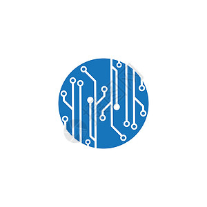 圆圈图标中的电路板 技术标志设计模板符号图标矢量矢量芯片创新电子产品木板蓝色商业电脑互联网科学插图背景图片