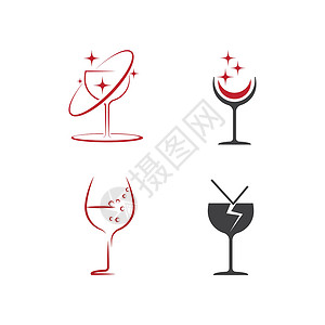 设置葡萄酒标志模板矢量符号酒杯餐厅酒精标识酒吧假期红色白色瓶子食物图片