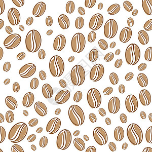 咖啡图案咖啡豆无缝图标 vecto装饰品包装网格打印墙纸草图豆子插图纺织品咖啡设计图片