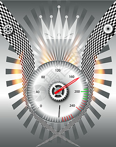 方格旗速度计 矢量插图车速控制板速度手表会场框架金属仪表时间里程表背景图片