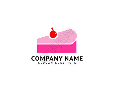樱桃标识带有红樱桃标志模板设计 vecto 的蛋糕片设计图片