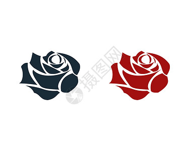 红玫瑰花捧红玫瑰花图标矢量徽标模板插图设计设计图片