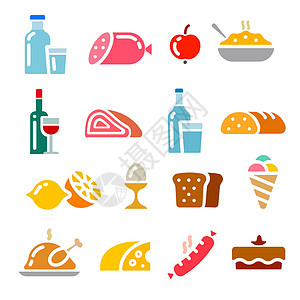 勺子摆拍图五颜六色的食物图标设计图片